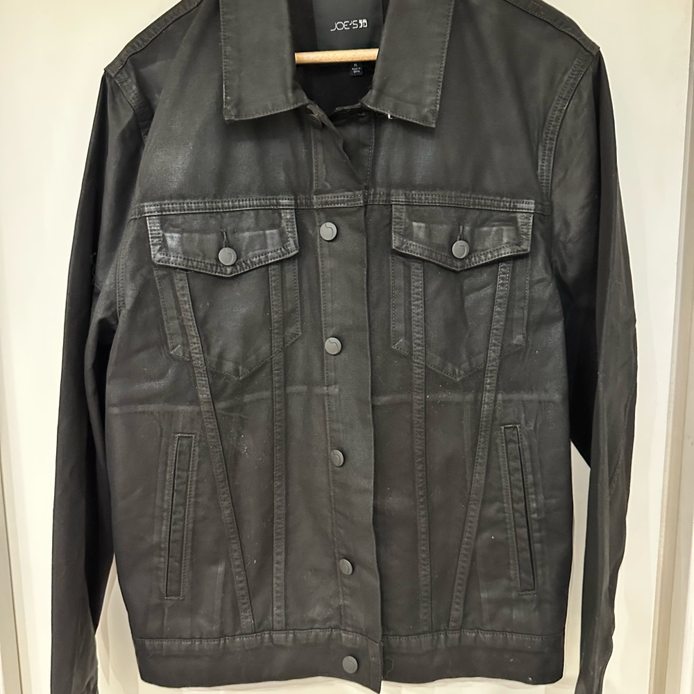 Joe's Jeans Men’s Coated Black Denim Trucker  Jacket